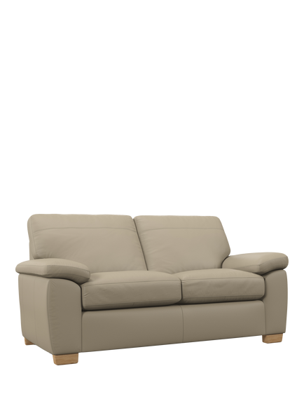 John Lewis Camden Medium 2 Seater Leather Sofa, Light Leg, Matt Pearl
