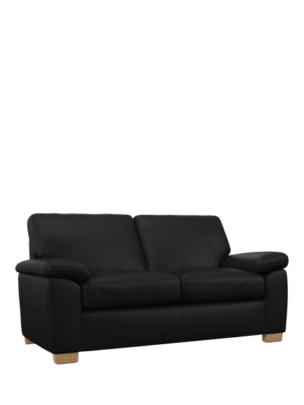 John Lewis Camden Medium 2 Seater Leather Sofa Bed, Light Leg, Matt Black