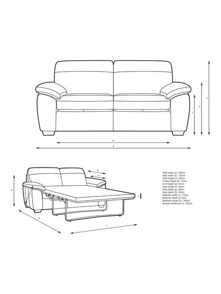 John Lewis Camden Medium 2 Seater Leather Sofa Bed, Light Leg - view 2, Matt Black