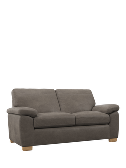 John Lewis Camden Medium 2 Seater Leather Sofa Bed, Light Leg, Demetra Grey