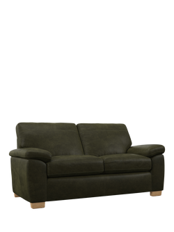 John Lewis Camden Medium 2 Seater Leather Sofa Bed, Light Leg, Demetra Green