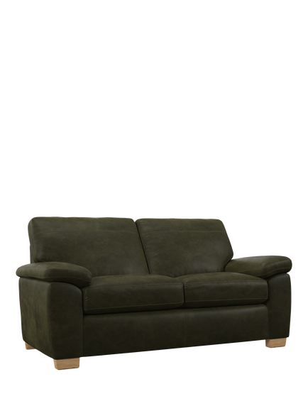 John Lewis Camden Medium 2 Seater Leather Sofa Bed, Light Leg, Demetra Green