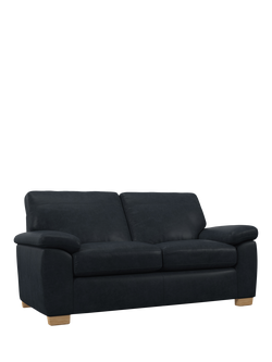 John Lewis Camden Medium 2 Seater Leather Sofa Bed, Light Leg, Vintage Jeans