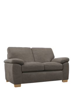 John Lewis Camden Small 2 Seater Leather Sofa, Light Leg, Demetra Grey
