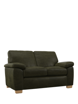 John Lewis Camden Small 2 Seater Leather Sofa, Light Leg, Demetra Green