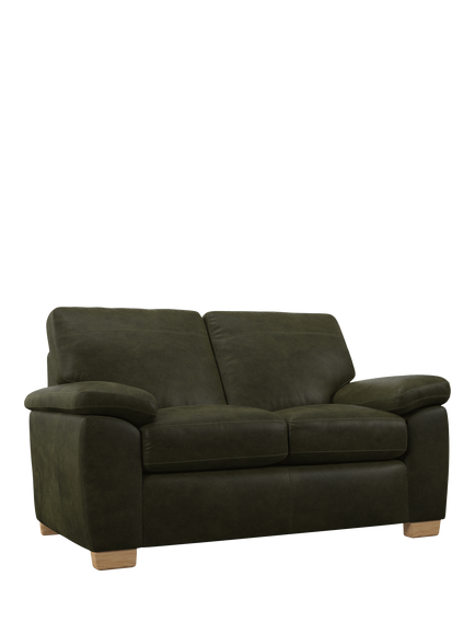 John Lewis Camden Small 2 Seater Leather Sofa, Light Leg, Demetra Green
