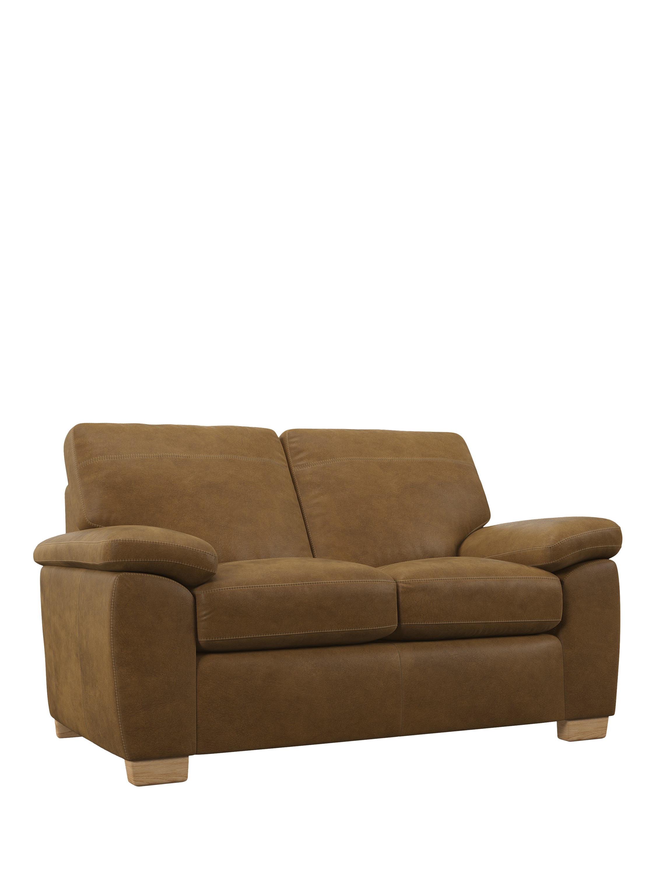 Camden Range, John Lewis Camden Small 2 Seater Leather Sofa, Light Leg, Demetra Light Tan