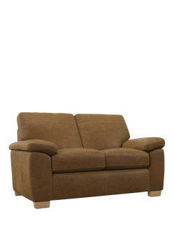 John Lewis Camden Small 2 Seater Leather Sofa, Light Leg, Demetra Light Tan