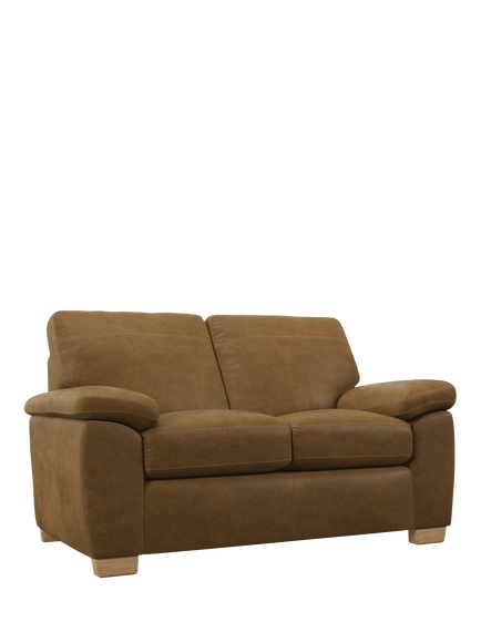 John Lewis Camden Small 2 Seater Leather Sofa, Light Leg, Demetra Light Tan