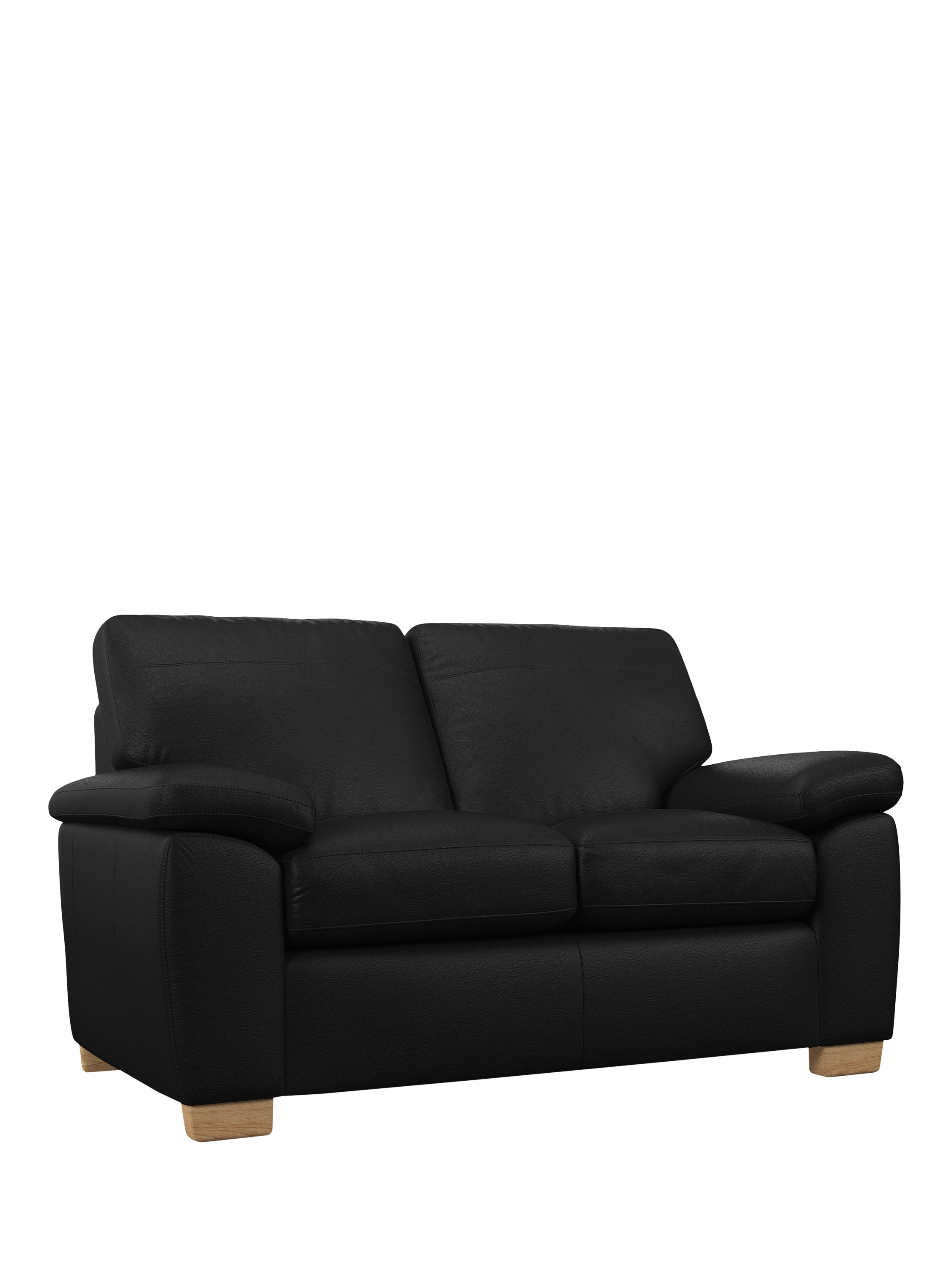 Camden Range, John Lewis Camden Small 2 Seater Leather Sofa, Light Leg, Matt Black