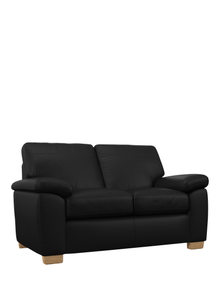 John Lewis Camden Small 2 Seater Leather Sofa, Light Leg, Matt Black