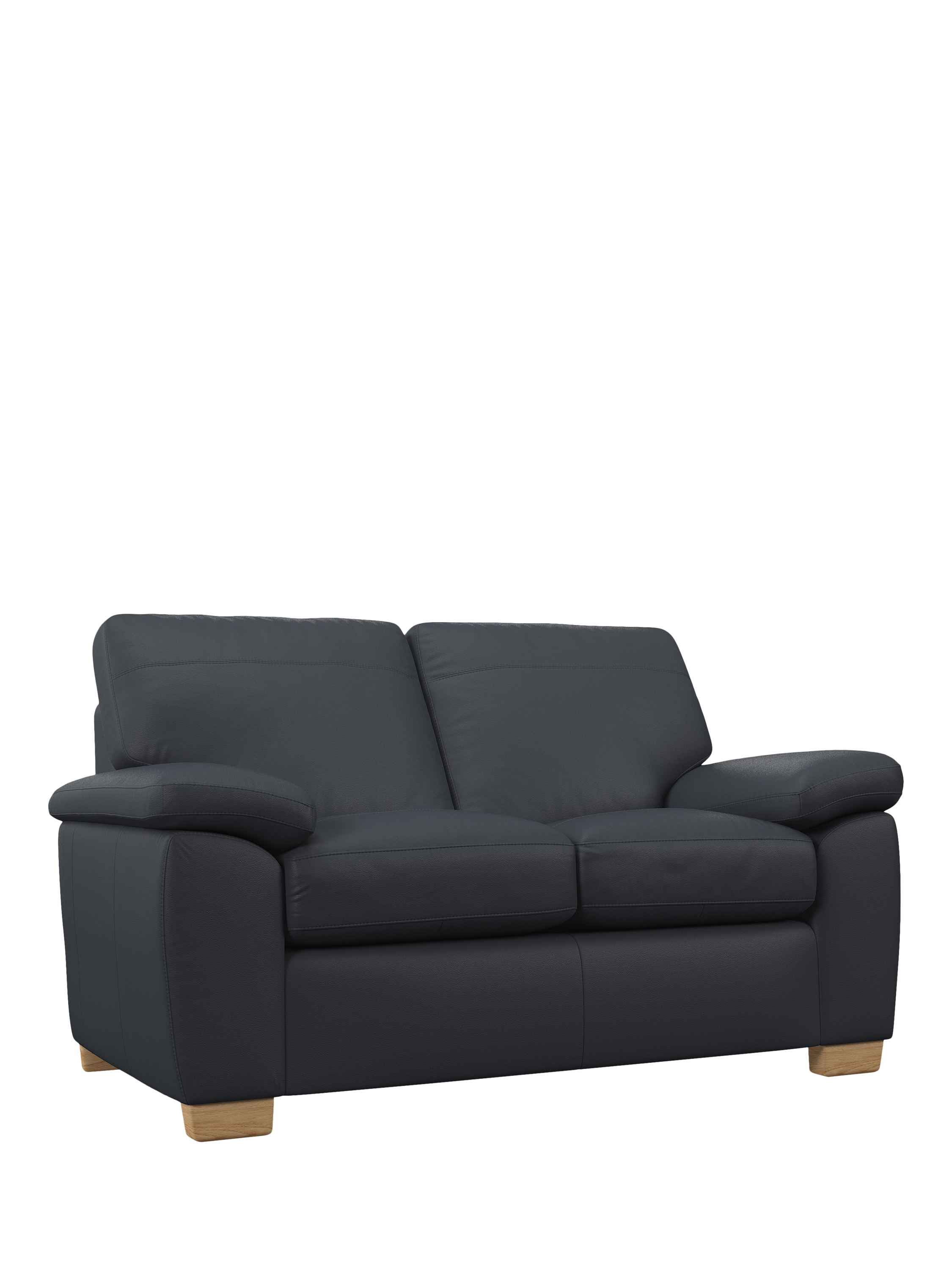 Camden Range, John Lewis Camden Small 2 Seater Leather Sofa, Light Leg, Matt Navy