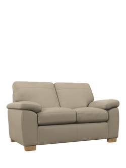 John Lewis Camden Small 2 Seater Leather Sofa, Light Leg, Matt Pearl