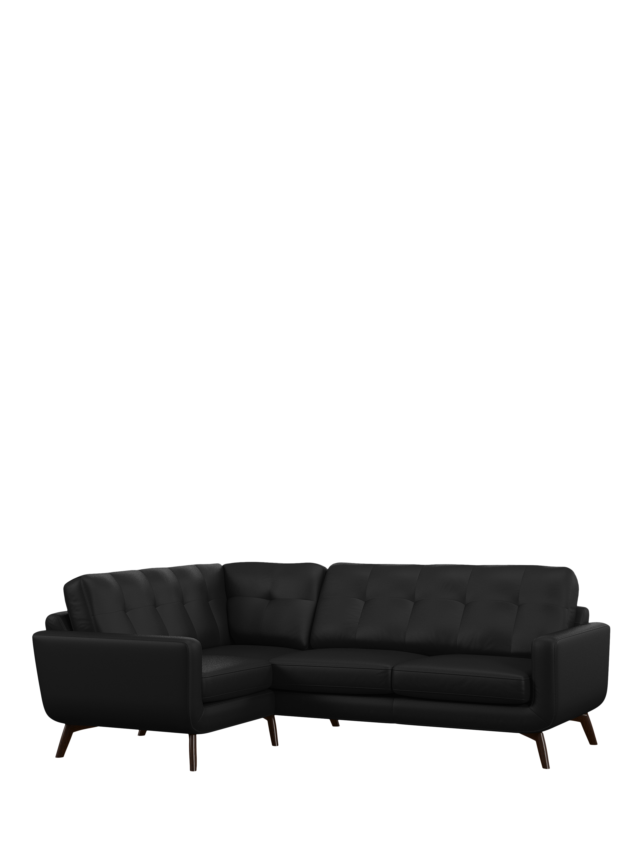 Barbican Range, John Lewis Barbican LHF Corner End Leather Sofa, Dark Leg, Matt Black