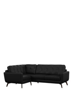 John Lewis Barbican LHF Corner End Leather Sofa, Dark Leg, Matt Black
