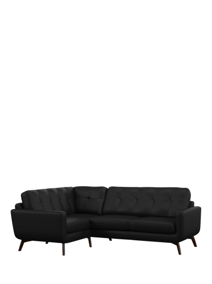 John Lewis Barbican LHF Corner End Leather Sofa, Dark Leg, Matt Black