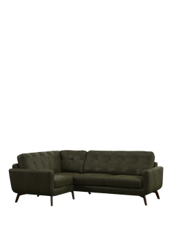John Lewis Barbican LHF Corner End Leather Sofa, Dark Leg, Demetra Green