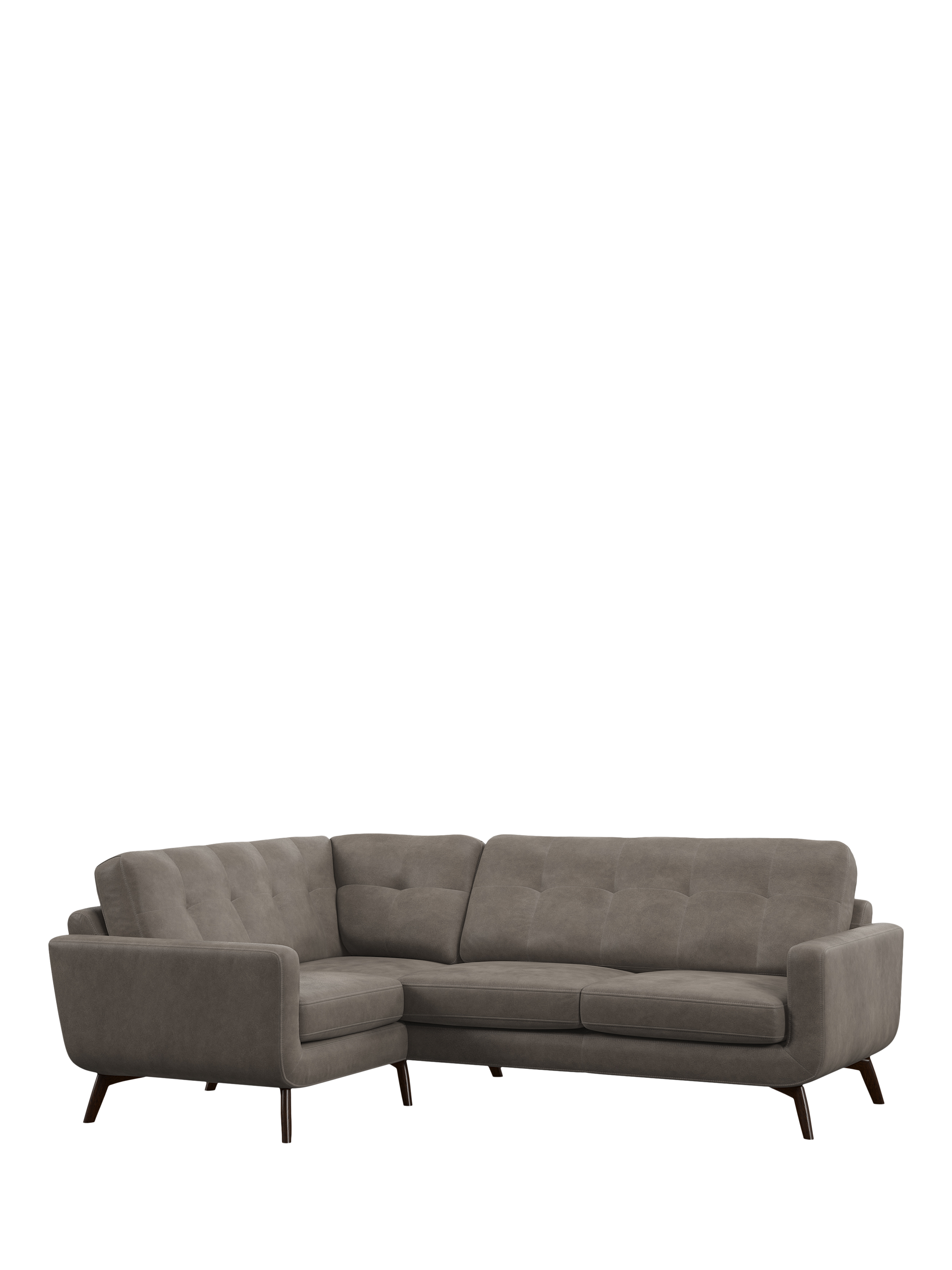 Barbican Range, John Lewis Barbican LHF Corner End Leather Sofa, Dark Leg, Demetra Grey