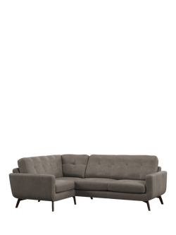 John Lewis Barbican LHF Corner End Leather Sofa, Dark Leg, Demetra Grey