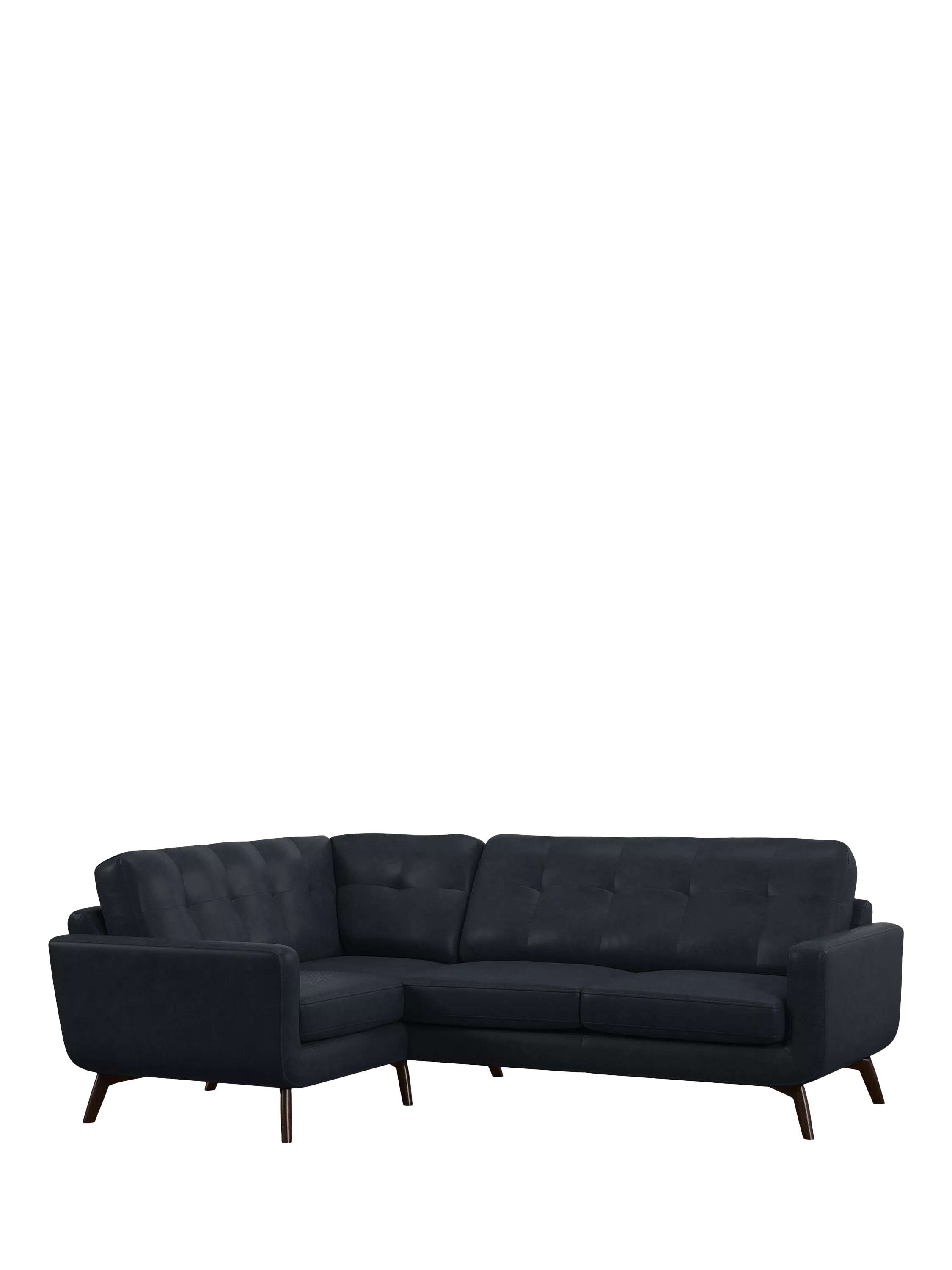 John Lewis Barbican LHF Chaise Leather Corner Sofa, Dark Leg