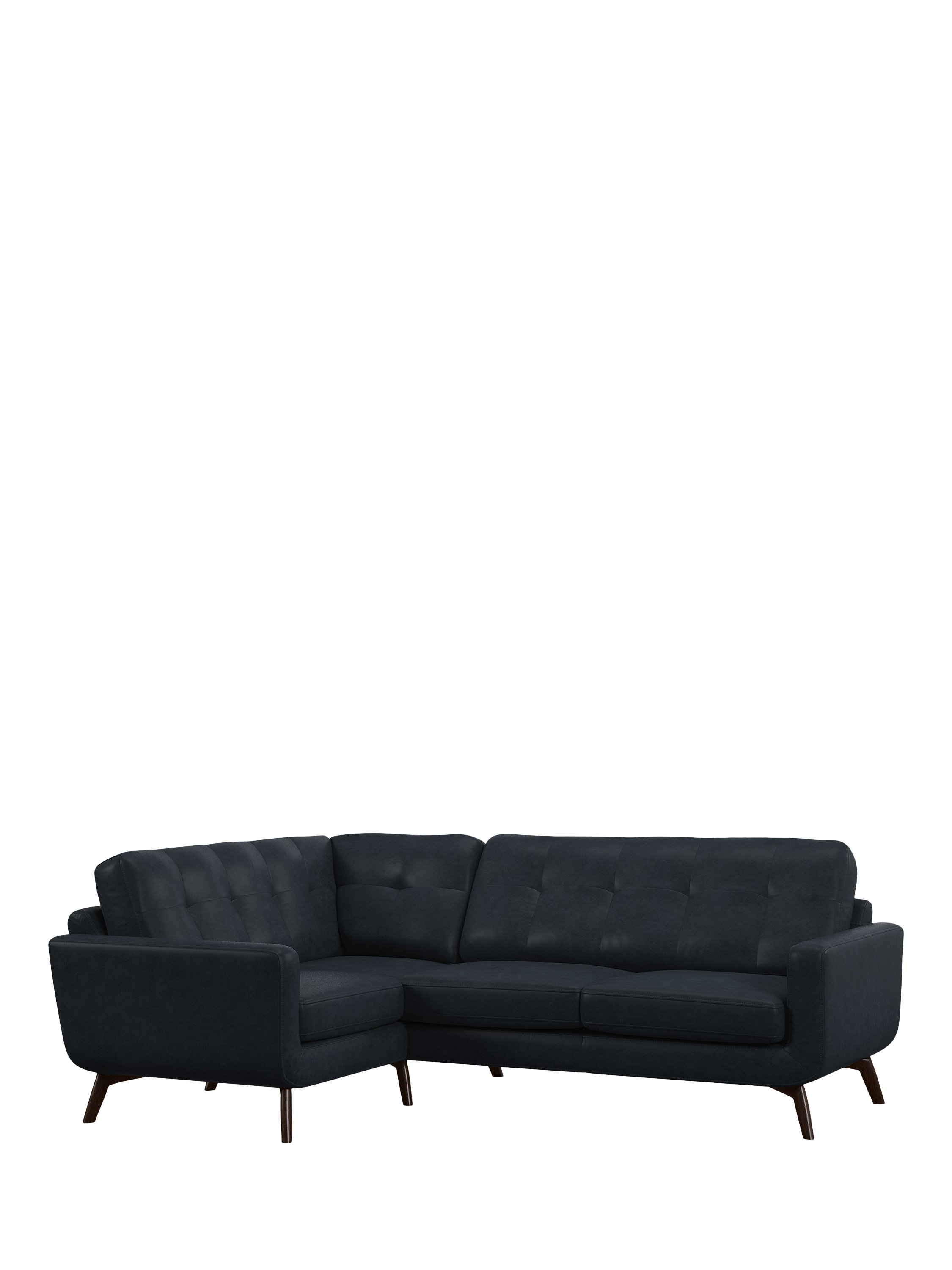 Barbican Range, John Lewis Barbican LHF Corner End Leather Sofa, Dark Leg, Vintage Jeans