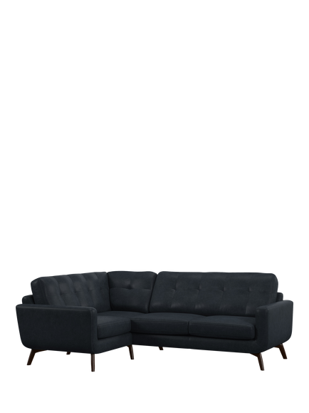 John Lewis Barbican LHF Corner End Leather Sofa, Dark Leg, Vintage Jeans