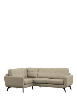 John Lewis Barbican LHF Corner End Leather Sofa, Dark Leg, Matt Pearl
