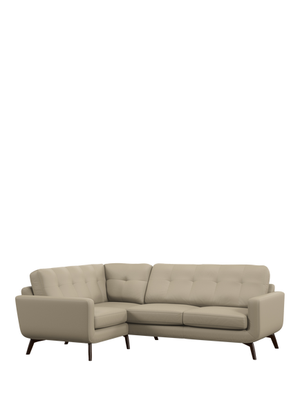 John Lewis Barbican LHF Corner End Leather Sofa, Dark Leg, Matt Pearl
