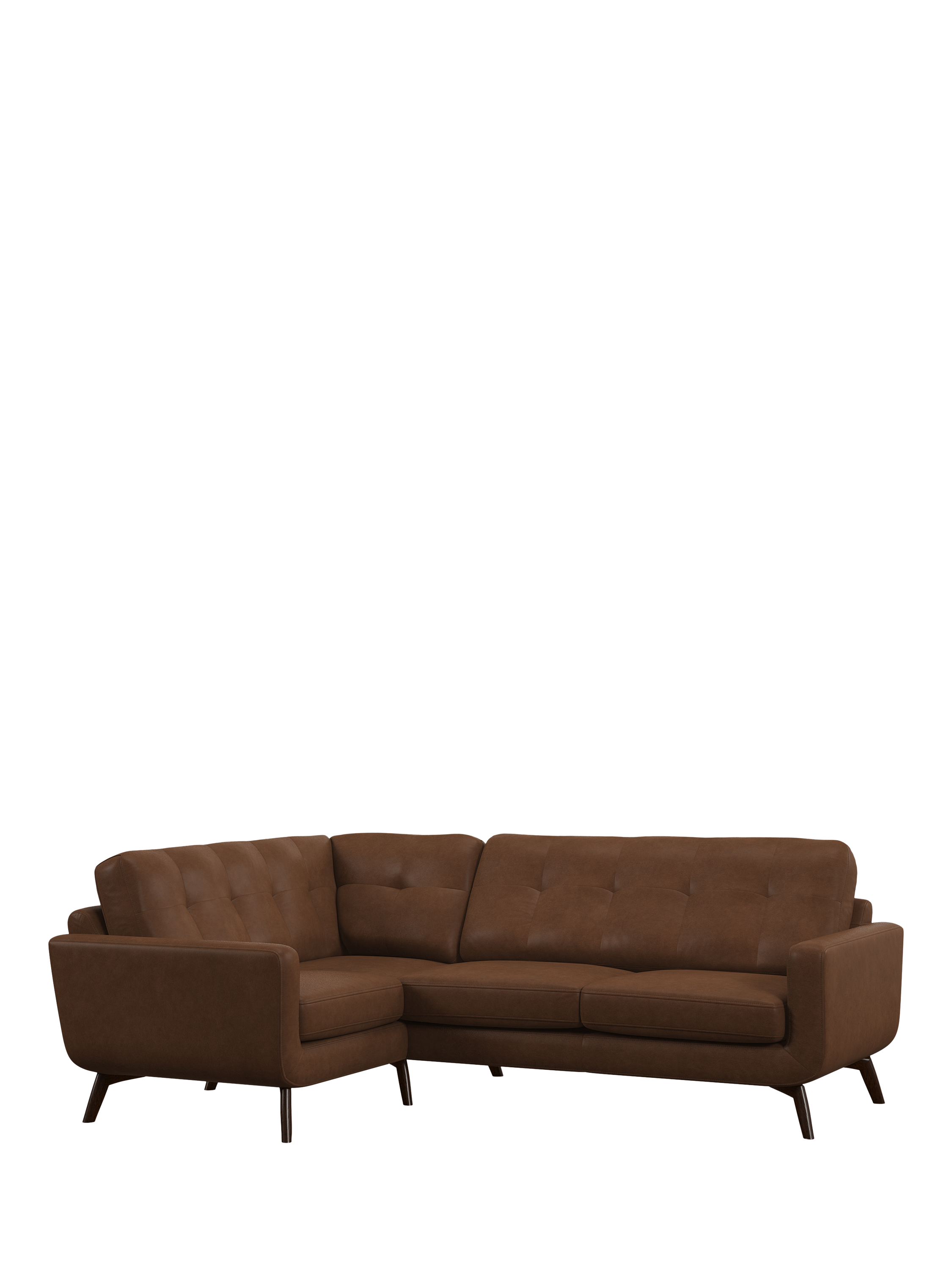 Barbican Range, John Lewis Barbican LHF Corner End Leather Sofa, Dark Leg, Dark Leg, Vintage Toffee