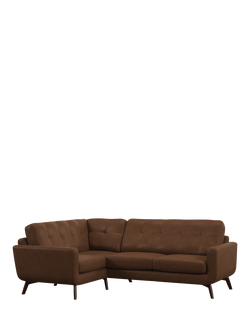 John Lewis Barbican LHF Corner End Leather Sofa, Dark Leg, Vintage Toffee
