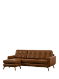 John Lewis Barbican LHF Chaise Leather Sofa, Light Leg