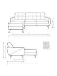John Lewis Barbican LHF Chaise Leather Sofa, Light Leg