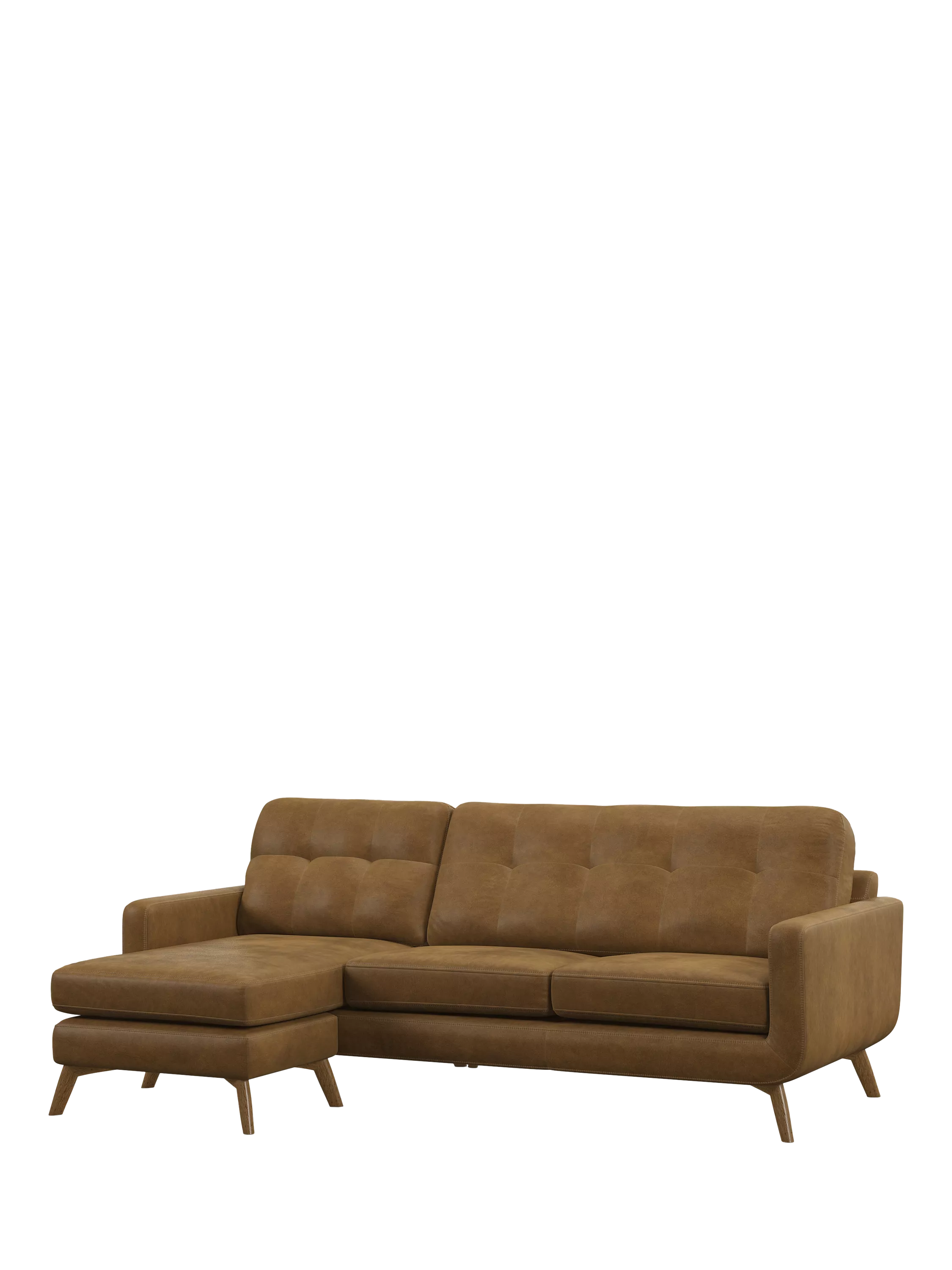 John Lewis Barbican LHF Chaise Leather Sofa, Light Leg