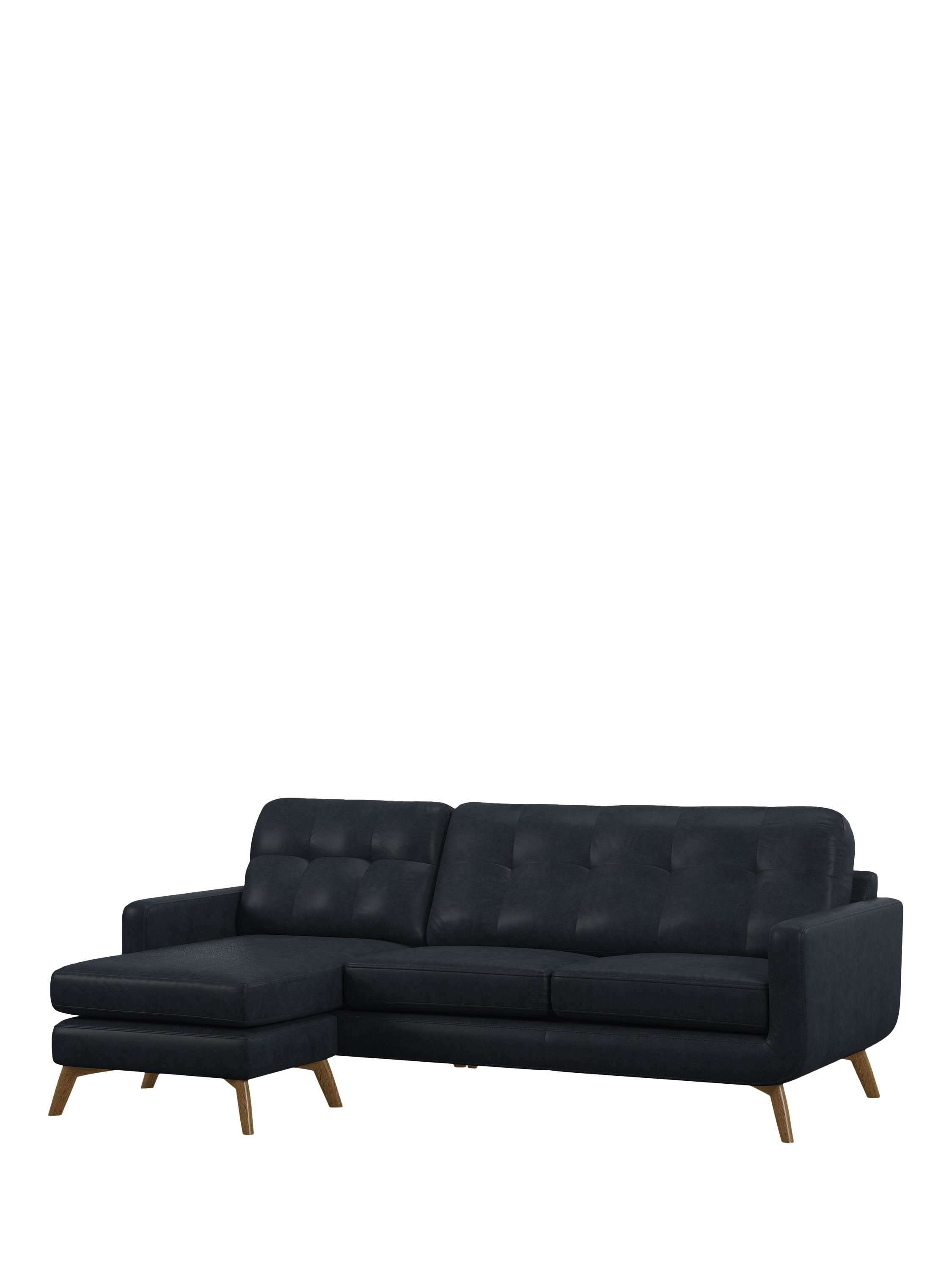 Barbican Range, John Lewis Barbican LHF Chaise Leather Sofa, Light Leg, Vintage Jeans