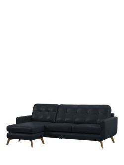 John Lewis Barbican LHF Chaise Leather Sofa, Light Leg, Vintage Jeans