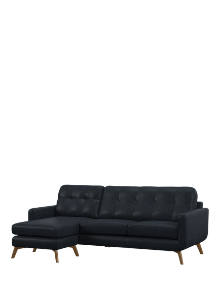 John Lewis Barbican LHF Chaise Leather Sofa, Light Leg, Vintage Jeans