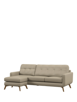 John Lewis Barbican LHF Chaise Leather Sofa, Light Leg, Matt Pearl