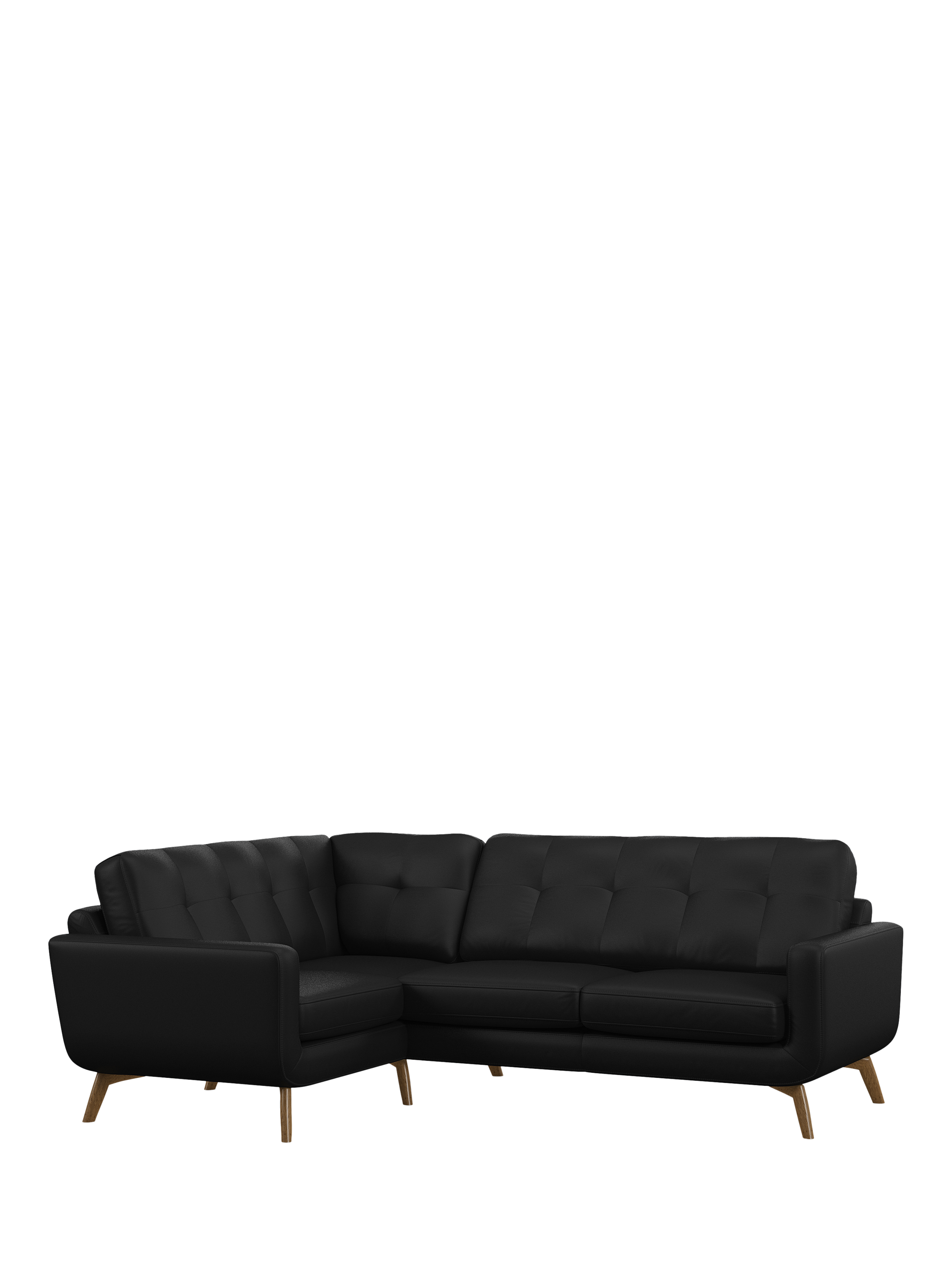 Barbican Range, John Lewis Barbican LHF Corner End Leather Sofa, Light Leg, Matt Black