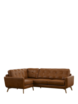 John Lewis Barbican LHF Corner End Leather Sofa, Light Leg, Premium Caramel
