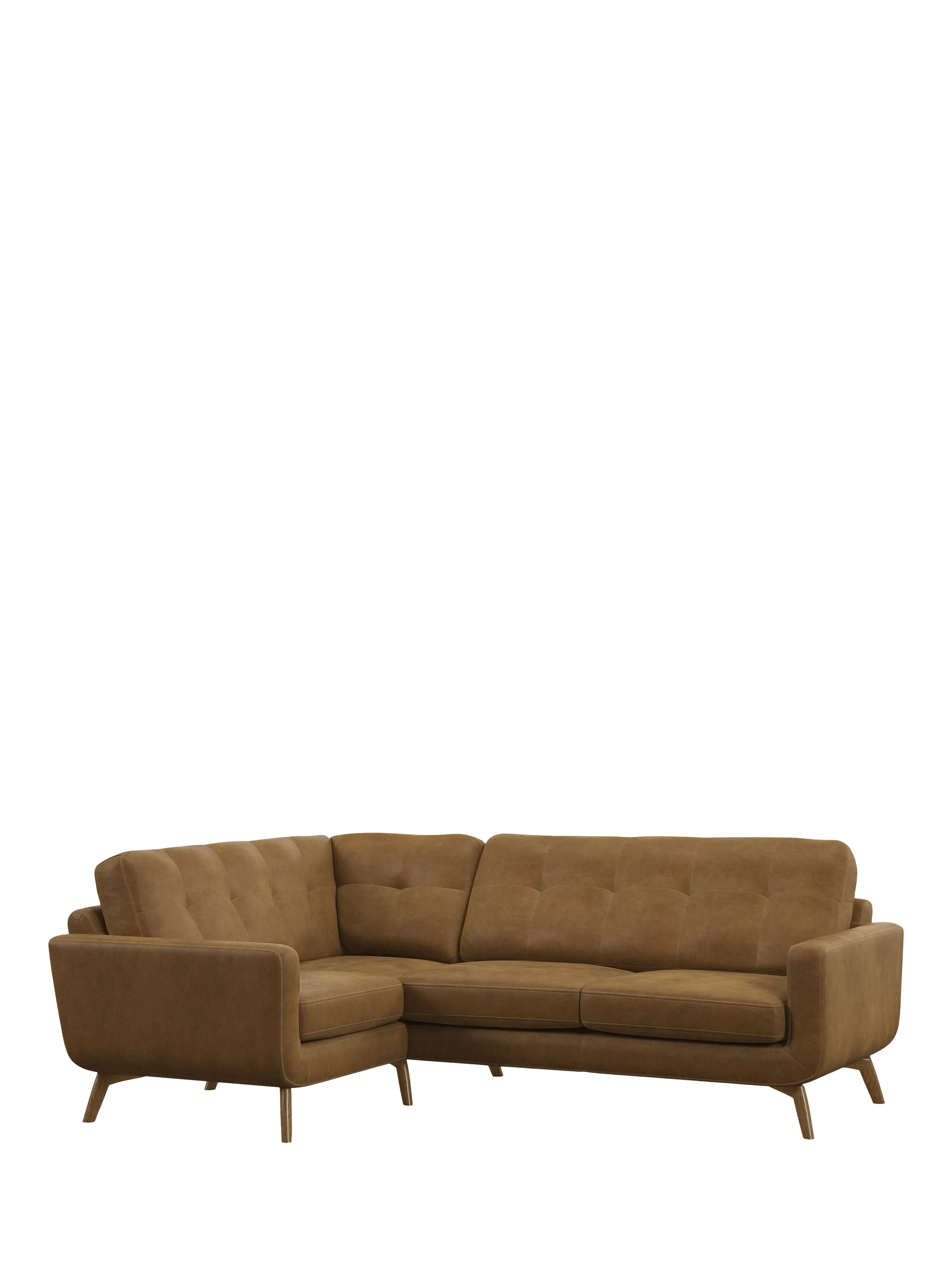 John Lewis Barbican LHF Corner End Leather Sofa, Light Leg