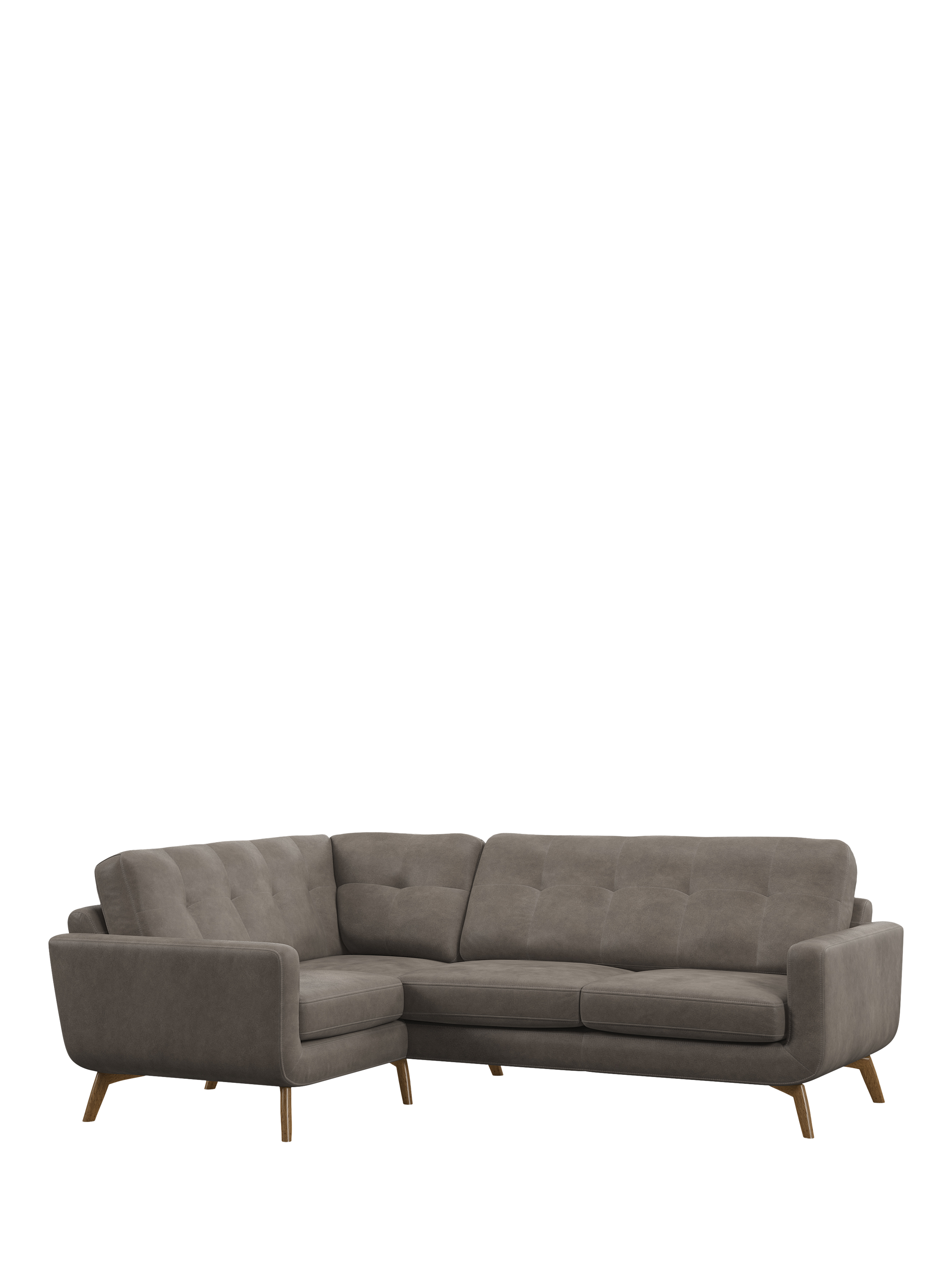 John Lewis Barbican LHF Corner End Leather Sofa, Light Leg, Demetra Grey