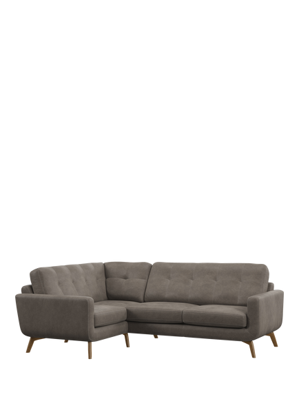 John Lewis Barbican LHF Corner End Leather Sofa, Light Leg, Demetra Grey