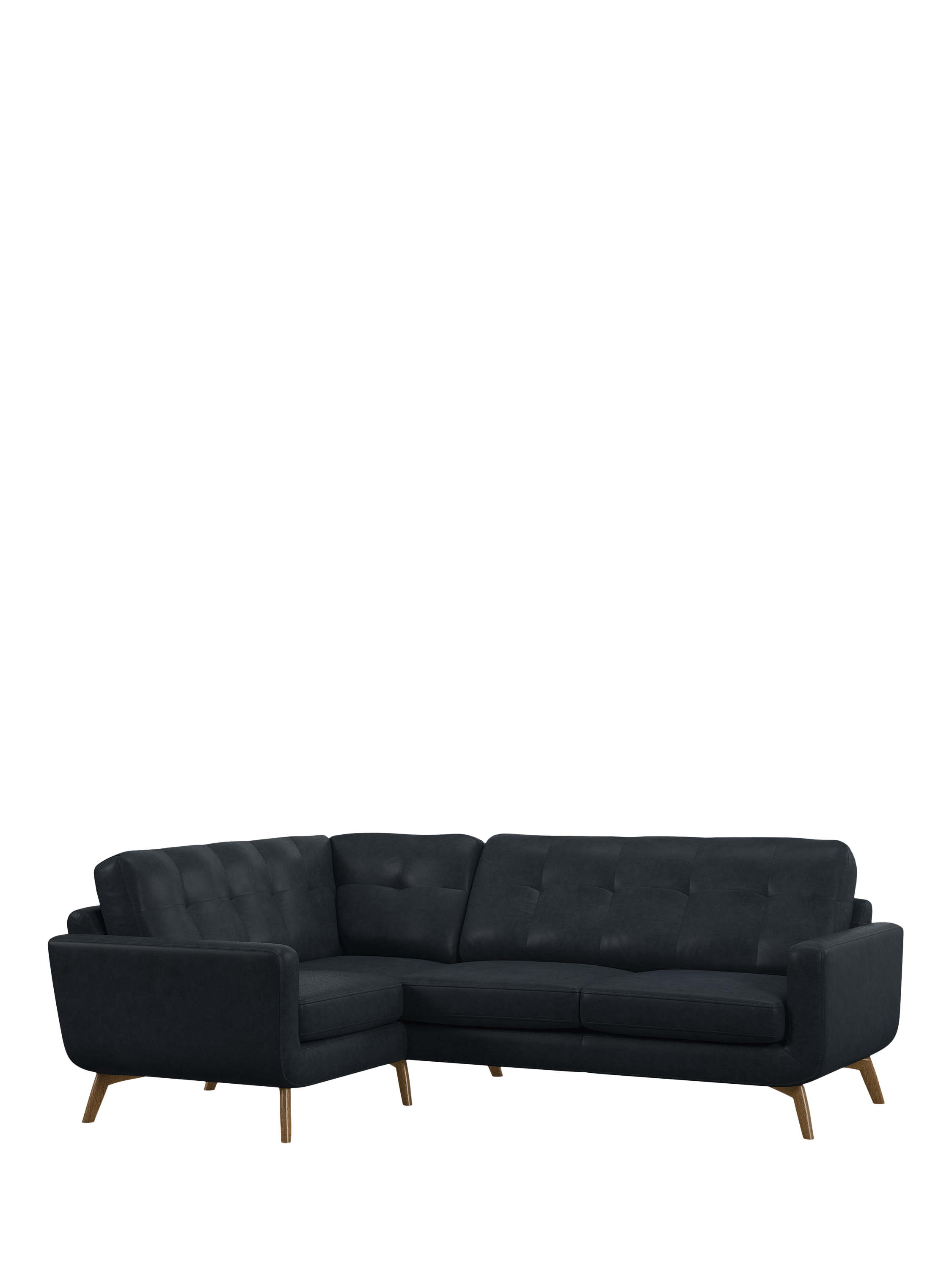 Barbican Range, John Lewis Barbican LHF Corner End Leather Sofa, Light Leg, Vintage Jeans