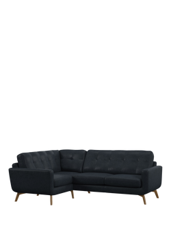 John Lewis Barbican LHF Corner End Leather Sofa, Light Leg, Vintage Jeans