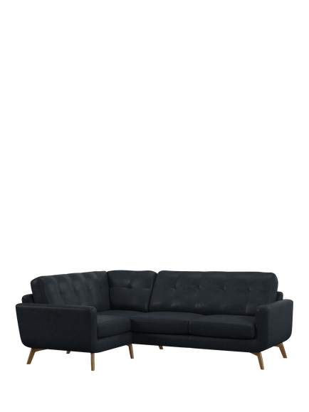 John Lewis Barbican LHF Corner End Leather Sofa, Light Leg, Vintage Jeans