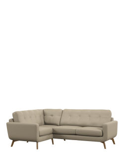 John Lewis Barbican LHF Corner End Leather Sofa, Light Leg, Matt Pearl
