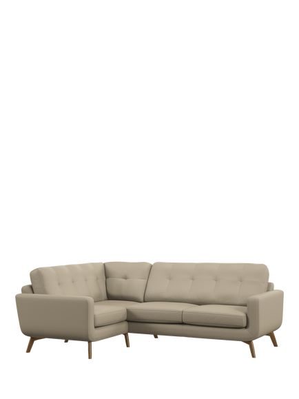 John Lewis Barbican LHF Corner End Leather Sofa, Light Leg, Matt Pearl