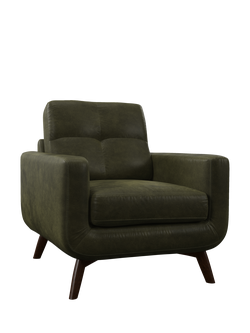 John Lewis Barbican Leather Armchair, Dark Leg, Green