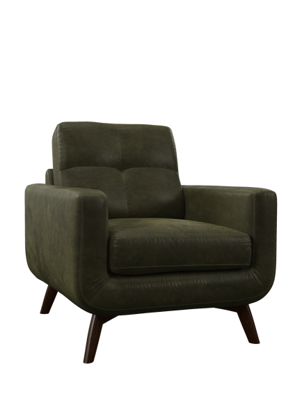 John Lewis Barbican Leather Armchair, Dark Leg, Green