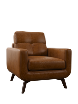John Lewis Barbican Leather Armchair, Dark Leg, Caramel